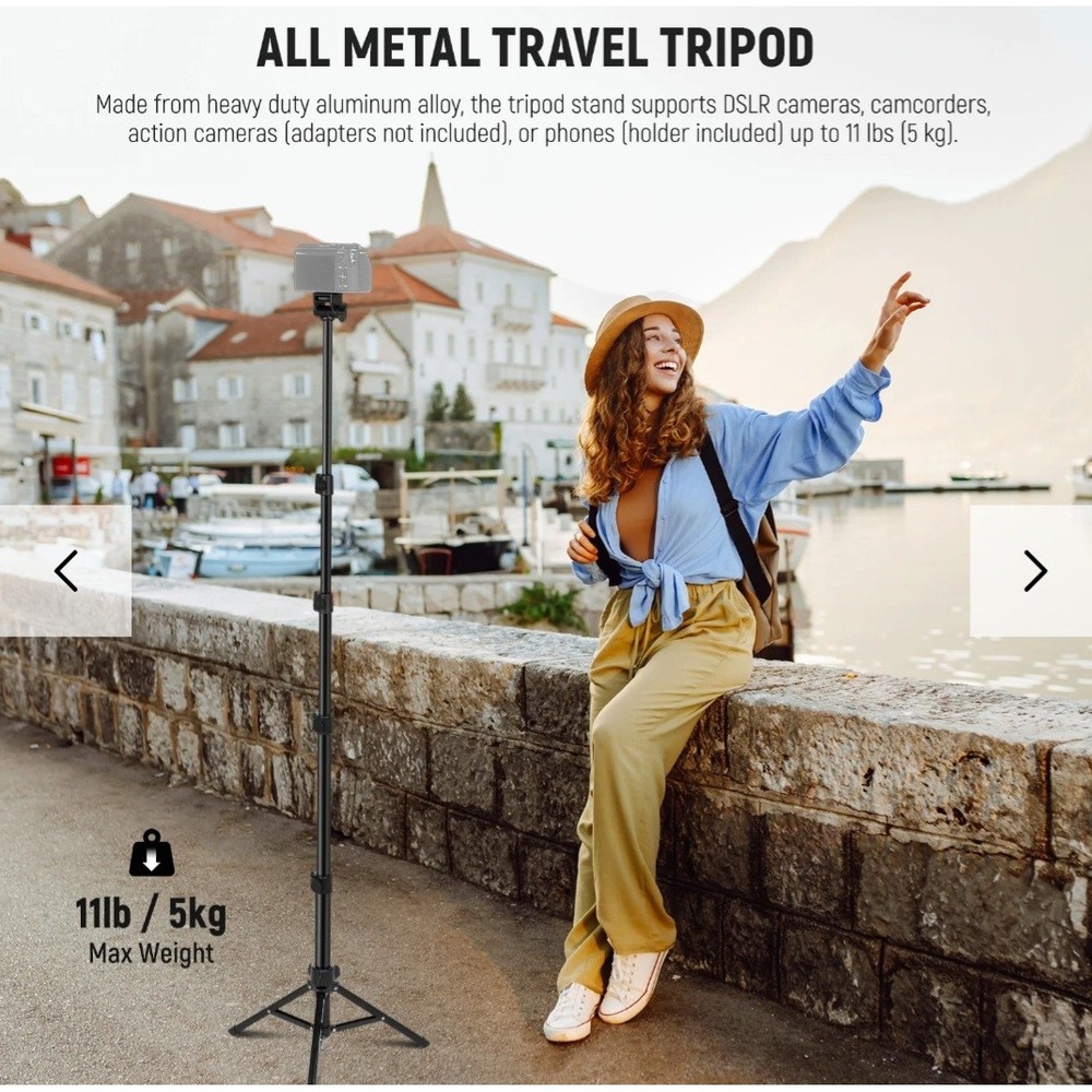 Neewer TS03 Tripod Stand Black 66 Inch Adjustable Aluminum Travel NEW - Picture 3 of 5